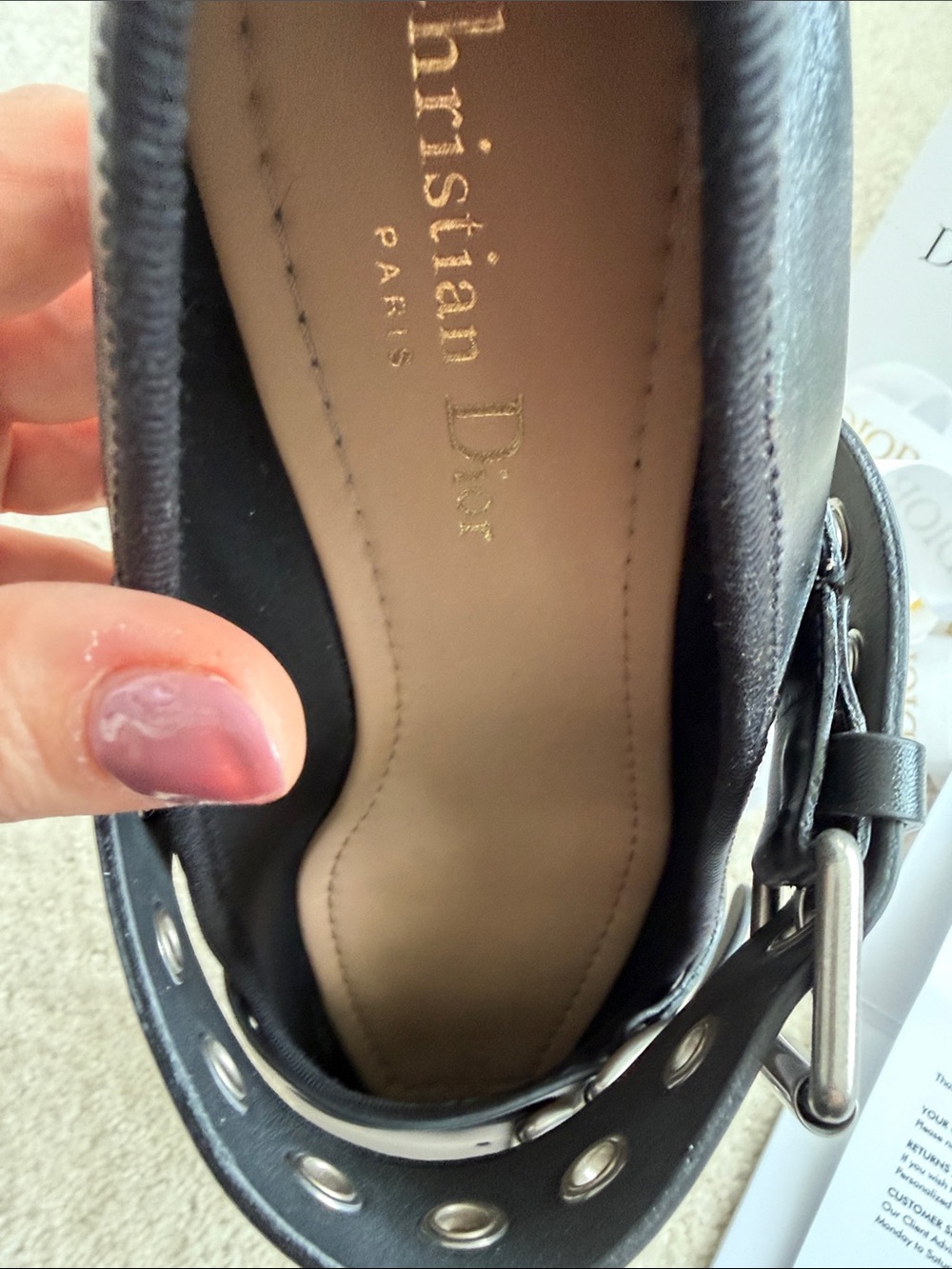 Dior Black Leather Mary Jane Flats with Buckle Straps - Picture 5 of 11